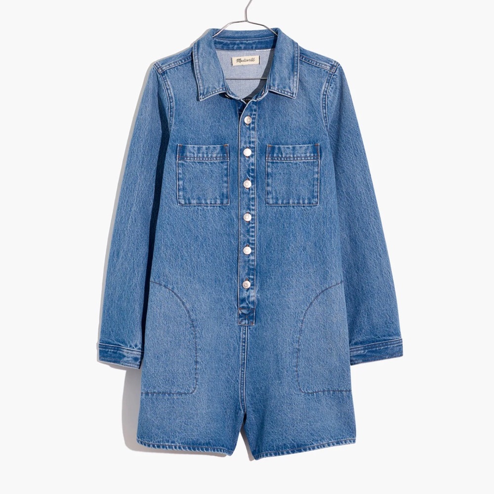 Madewell Denim Long-Sleeve Romper size XS